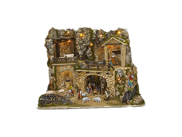 presepe con luci e fontana pr196