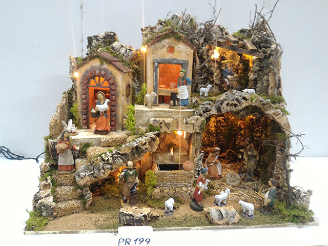 Presepe con luci e mulino a vento pr199