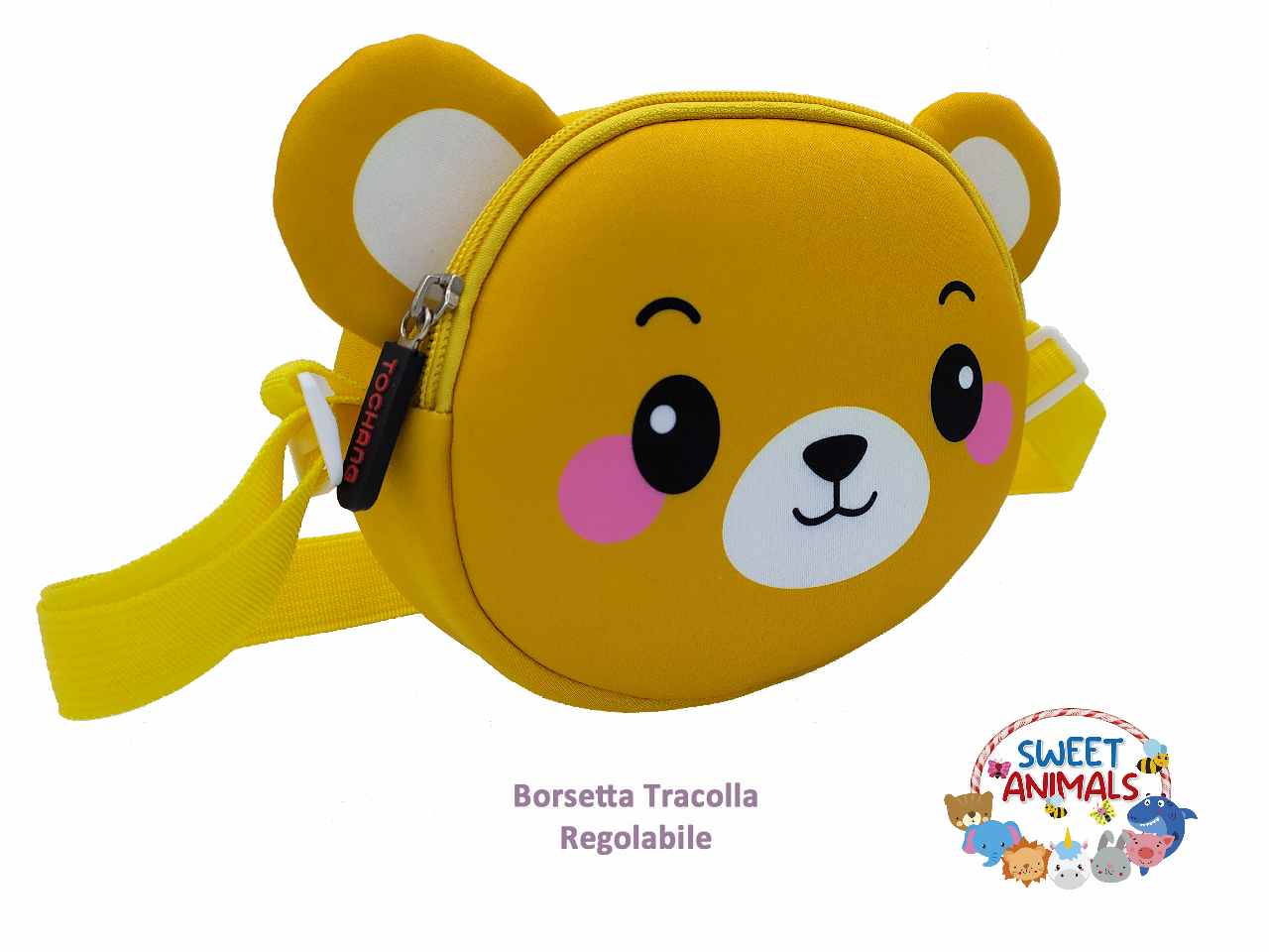 Sweet animals tracolla orsetto in neoprene misure 10x15x6cm