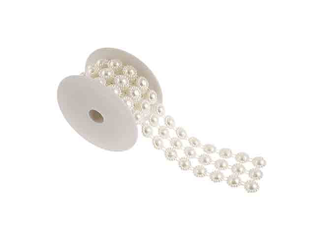 nastro perle bco perlato 4x100cm 12338