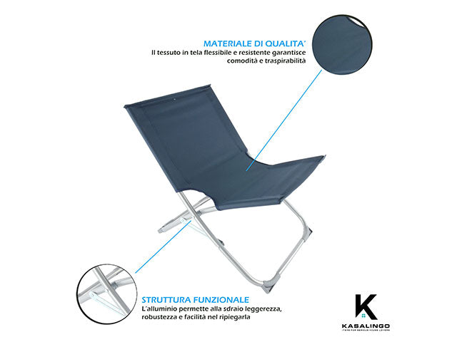 Sedia da mare oxford in acciaio 55x45x52cm