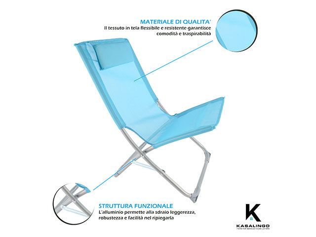 Sedia da mare textilene in acciaio 74x48x74cm