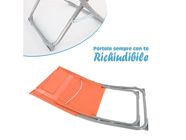 Sedia da mare textilene in acciaio 74x48x74cm