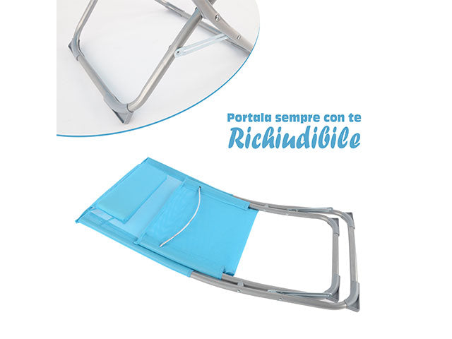 Sedia da mare textilene in acciaio 74x48x74cm