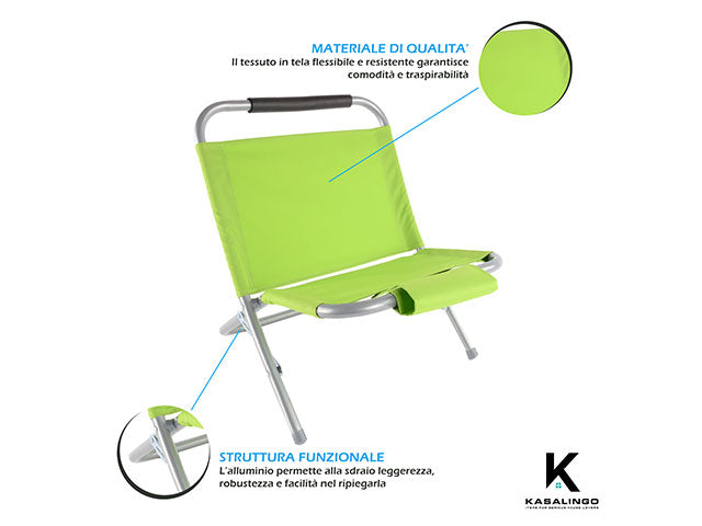 Sedia da mare oxford in acciaio 57x48x51cm