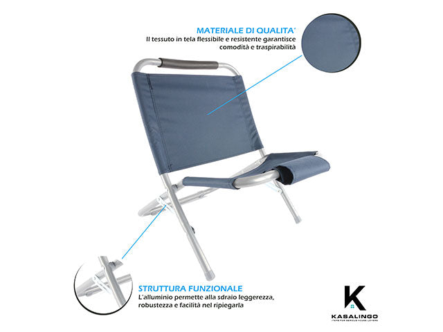Sedia da mare oxford in acciaio 57x48x51cm