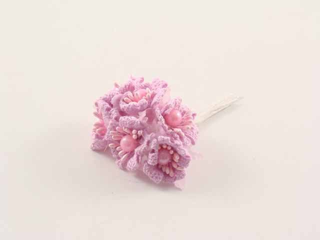 fiore c/perline rosa fg713/03-ros