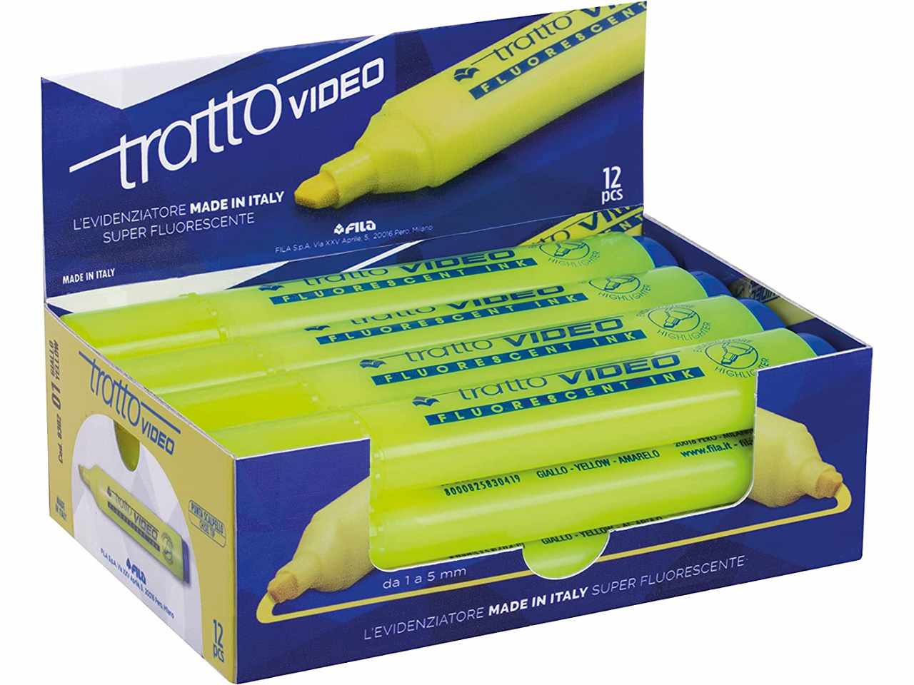 Evidenziatore giallo dimensione tratto 1-5mm 12 pezzi
