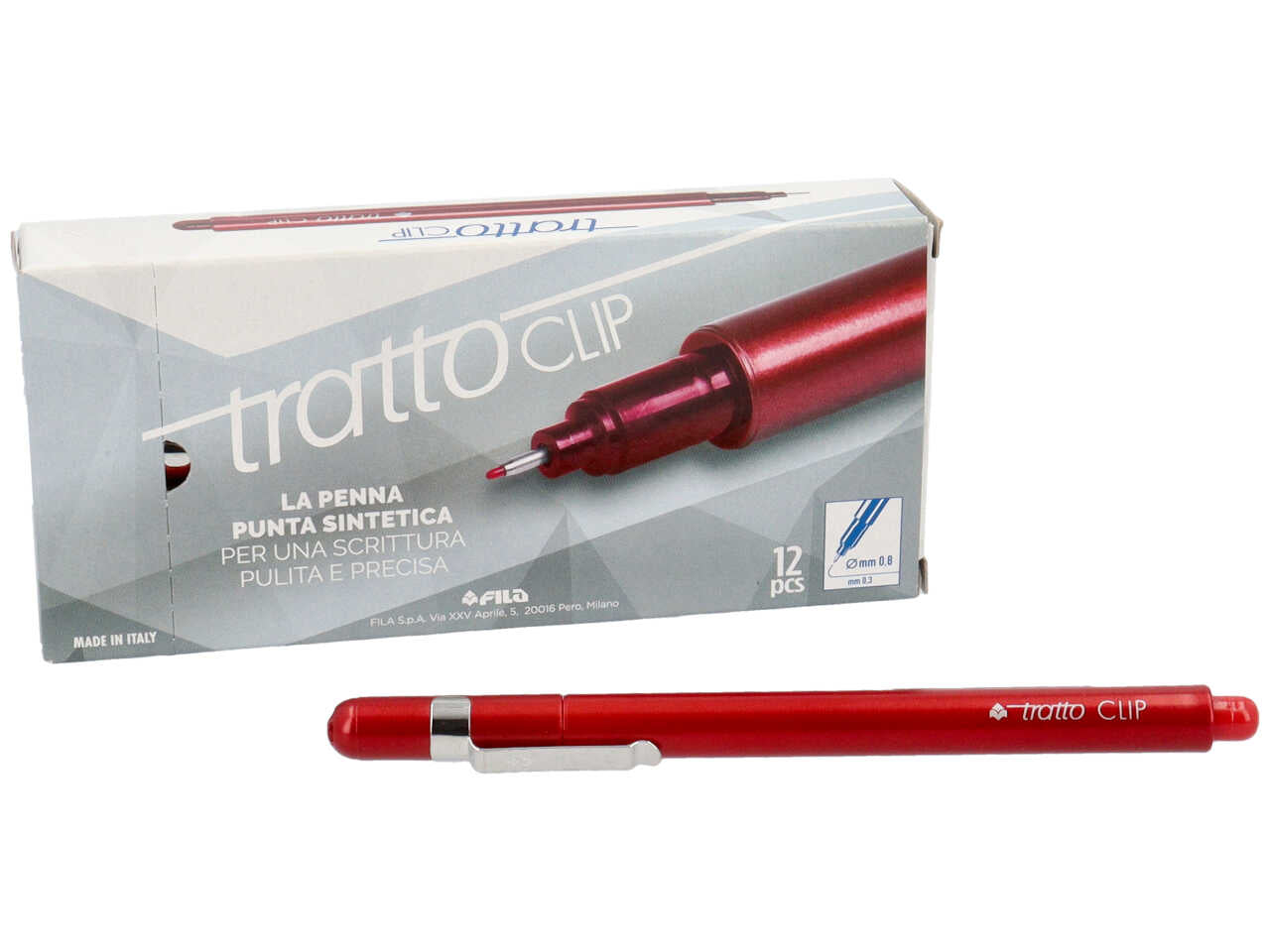 Tratto clip pennarello rosso 12 pezzi 80380