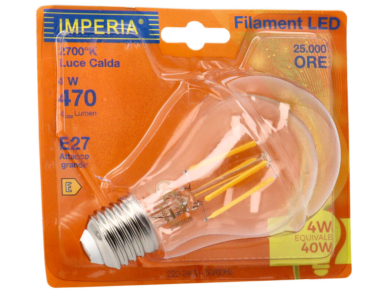 Imperia lampadina con filamento led a goccia e27 2700k 4w 230v 25000h