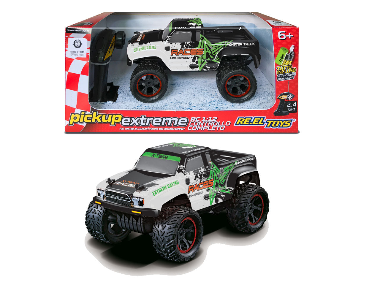Auto radio comando 1:12 extreme pick up completo di pile e pack di ricarica con usb