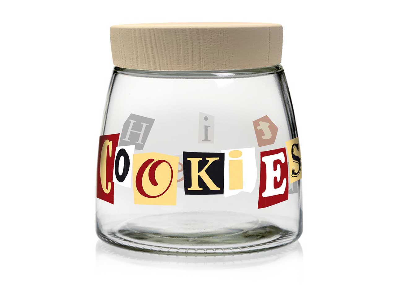 barattolo in vetro con tappo linea sahara new con decorazioni letters cookies da 980cc