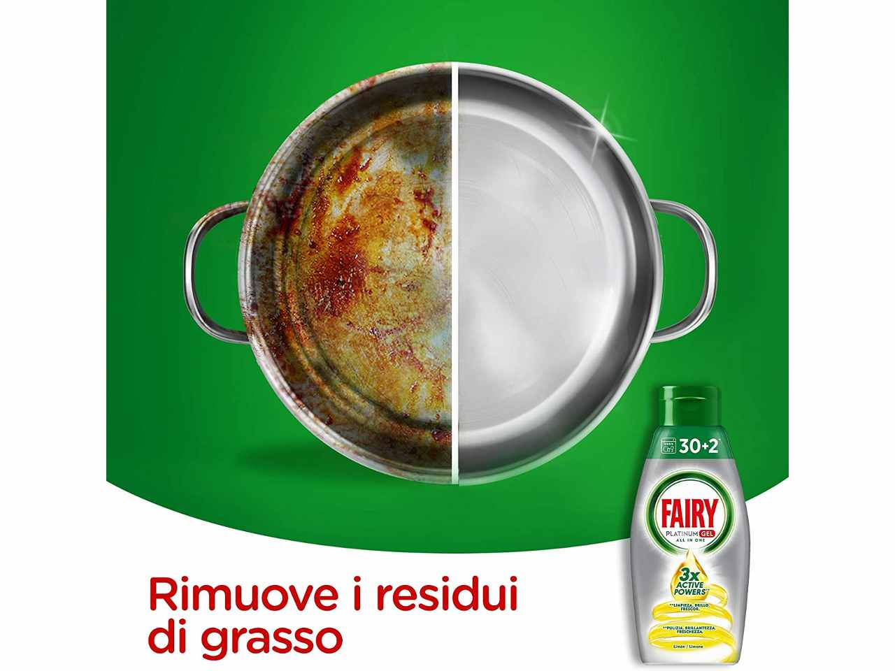 Fairy platinum gel lavastoviglie 650ml 32 misurini al limone