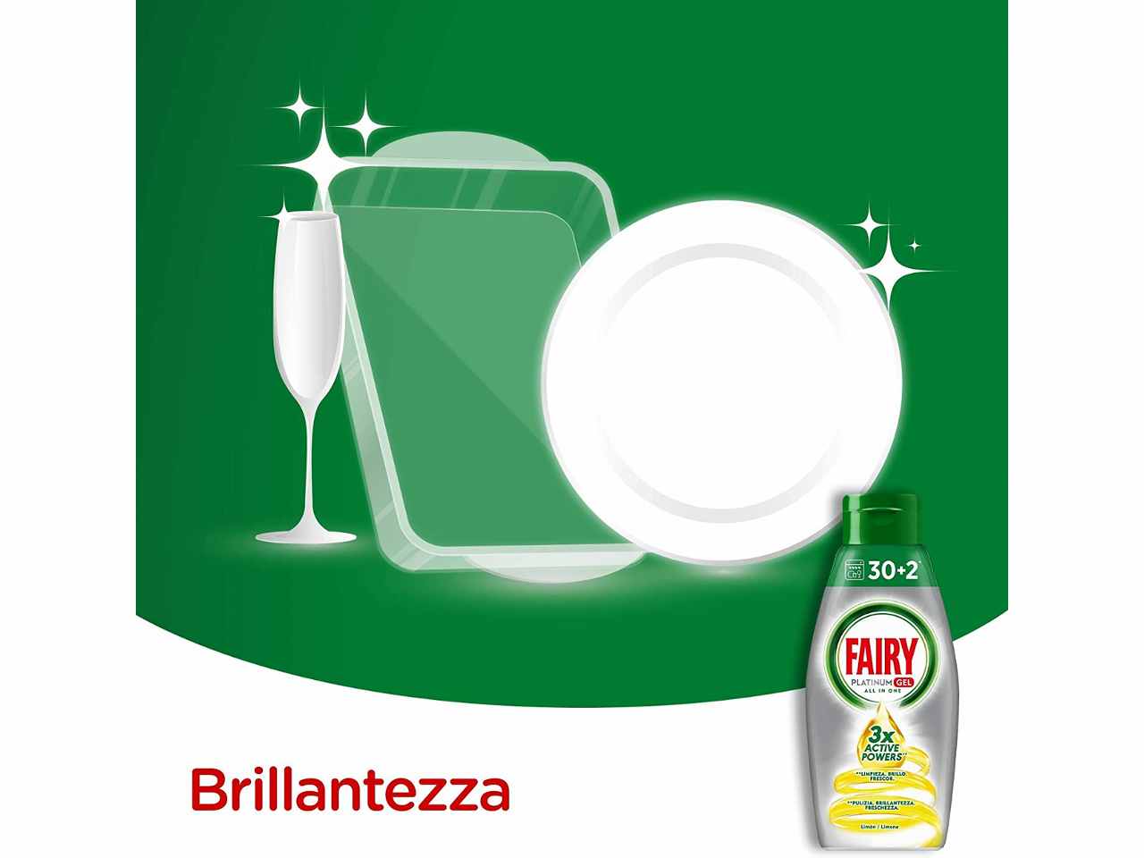 Fairy platinum gel lavastoviglie 650ml 32 misurini al limone