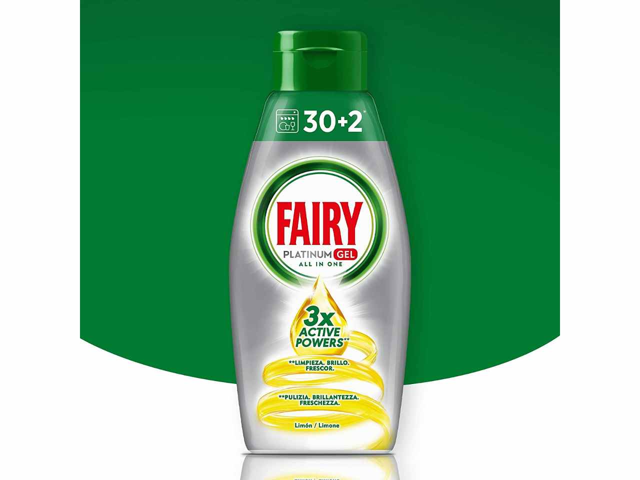 Fairy platinum gel lavastoviglie 650ml 32 misurini al limone