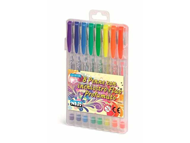 penna pastello gel neon a base acqua, con inchiostro fluo profumato lebez assortiti m