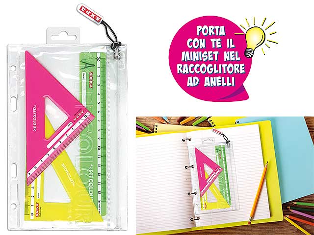 Mini set disegno 3 pezzi 15cm fluo kc7063