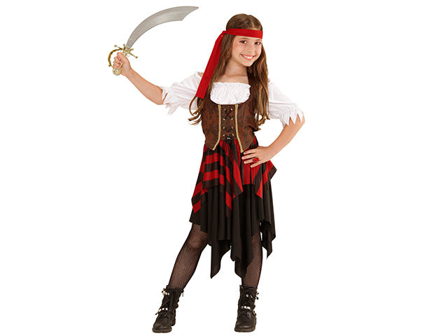 COSTUME PIRATESSA COMPOSTO DA CORSETTO,FASCIA PER TESTA 158 CM 11-13 ANNI