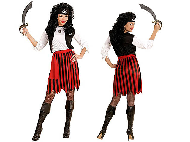 COSTUME PIRATESSA CON GILET,CINTURA,COPRICAPO TAGLIA S