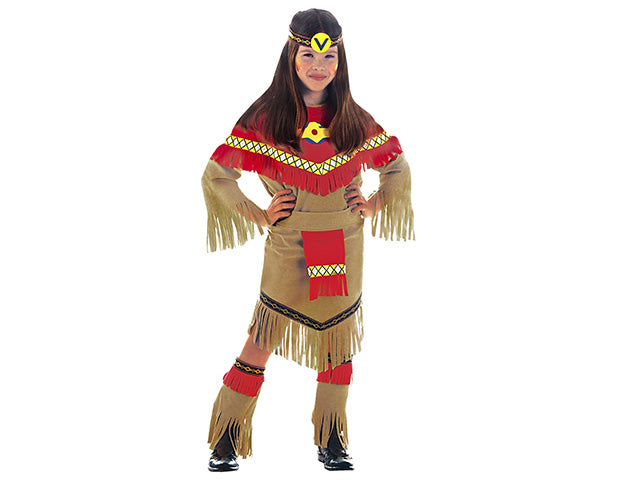 COSTUME INDIANA COMPOSTO DA CINTURA,COPRISTIVALI,FASCIA PER TESTA 140 CM 8-10 ANNI