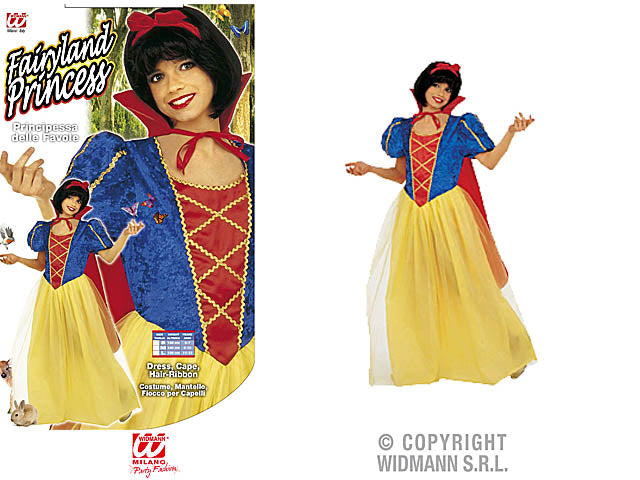COSTUME PRINCIPESSA DELLE FAVOLE CON MANTELLO E FIOCCO PER CAPELLI BAMBINA 128 CM 5-7 ANNI