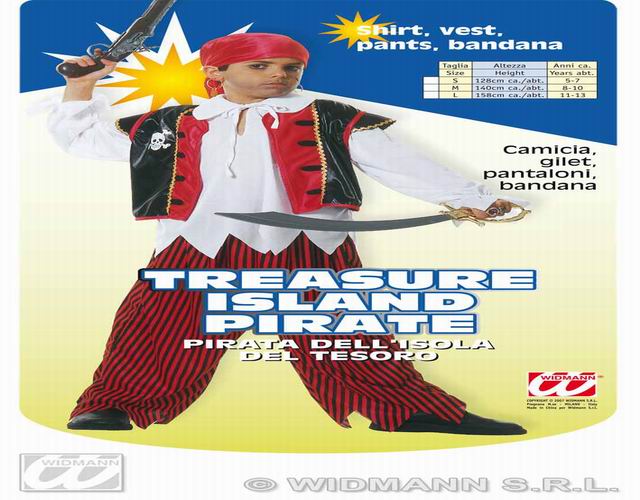 COSTUME PIRATA DELL'ISOLA DEL TESORO COMPOSTO DA CAMICIA,GILET,PANTALONI,BANDANA 158 CM 11-13 ANNI