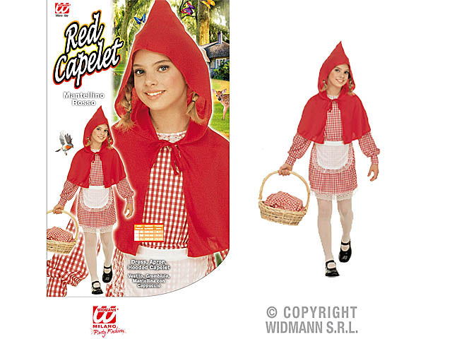 VESTITO MANTELLINO ROSSO COMPOSTO DA  GREMBIULE,MATELLINA CON CAPPUCCIO BAMBINA 158 CM 11-13 ANNI