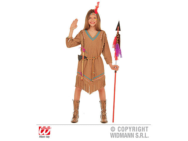COSTUME CHEYENNE COMPOSTO DA CINTURA,FASCIA CON PIUMA 140 CM 8-10 ANNI