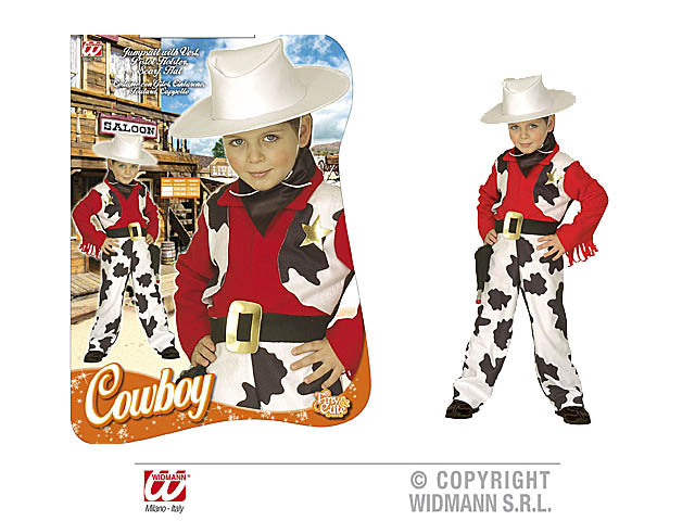 COSTUME COWBOY COMPOSTO DA GILET,CINTURONE,FOULARD,CAPPELLO  MISURE ASSORTITE