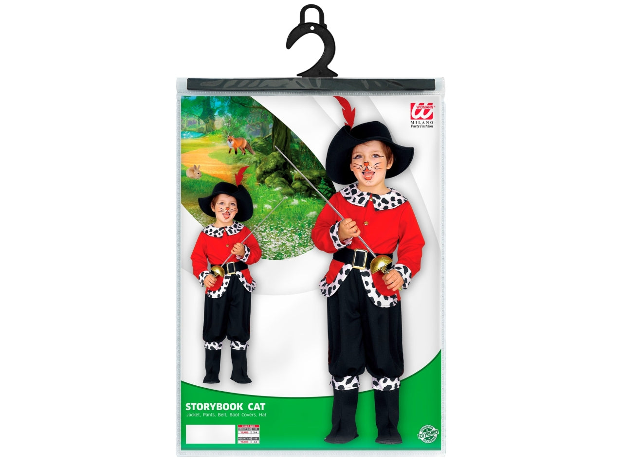 Costume da gatto delle fiabe - il costume comprende giacca, pantaloni, cintura, copristivali e cappello - taglia 4-5 anni