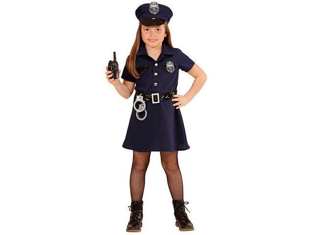 VESTITO POLIZIOTTA COMPOSTO CON CINTURA,CAPPELLO,MANETTE,RADIO 140 CM 8-10 ANNI