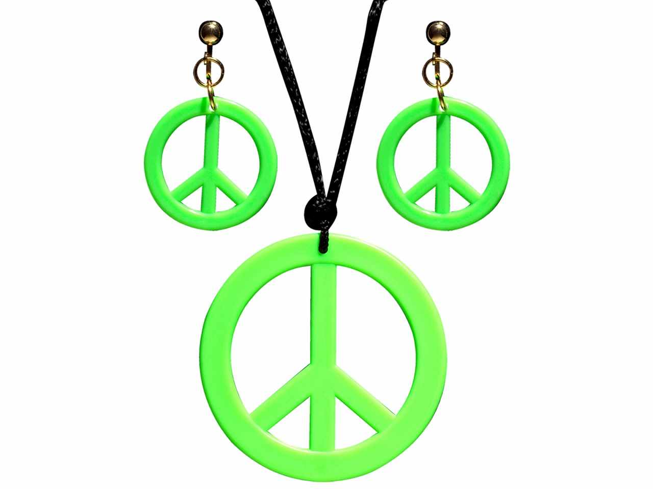 Set neon verde collana e orecchini 53282