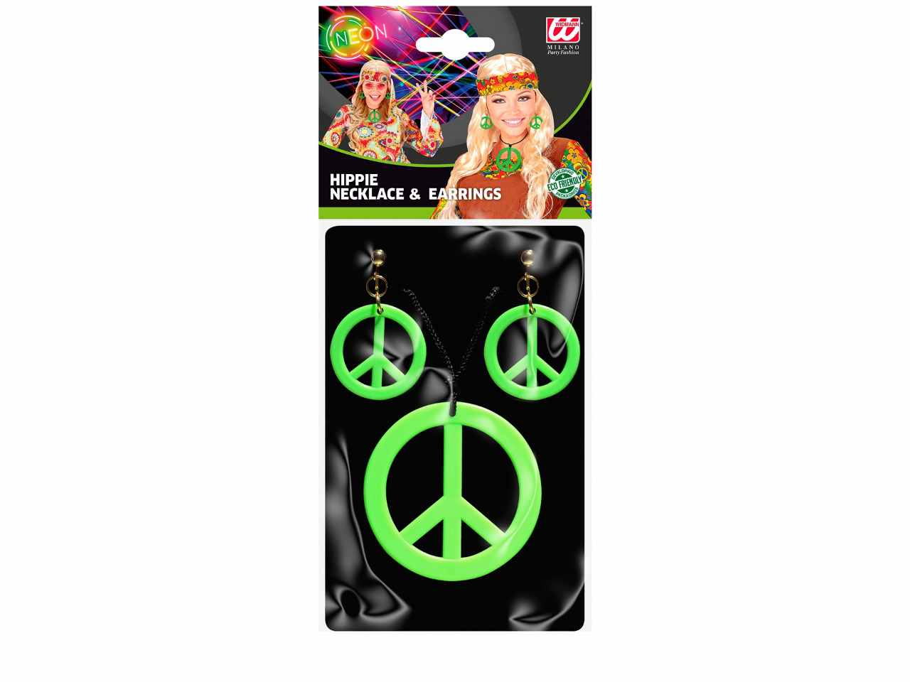Set neon verde collana e orecchini 53282