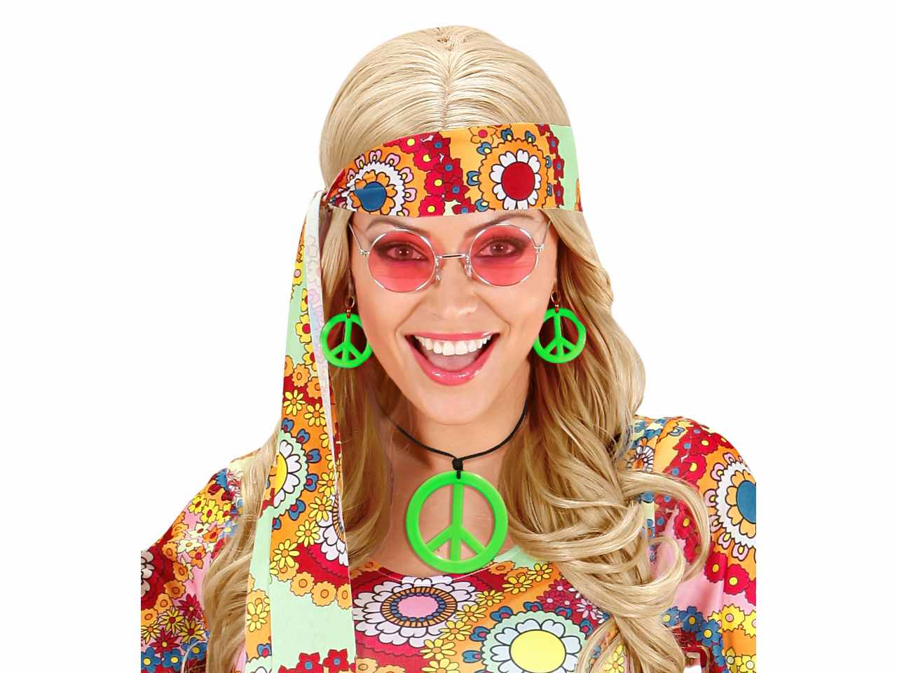 Set neon verde collana e orecchini 53282