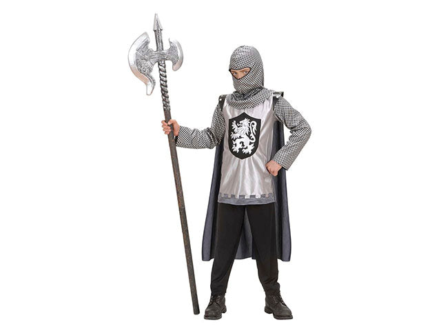 COSTUME CAVALIERE CUOR DI LEONE COMPOSTO DA CASACCA,PANTALONI,MANTELLO CON CAPPUCCIO 140 CM 8-10 ANNI
