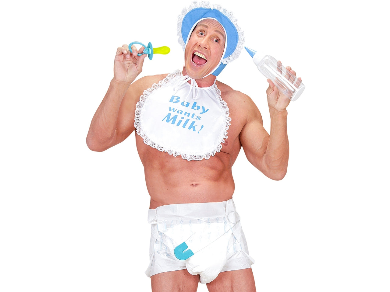 Set baby colore blu - il set comprende pannolino, spilla da balia e ciuccio