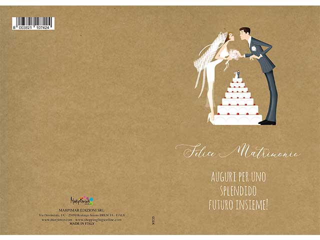 biglietto auguri matrimonio marrone 12x18 cm