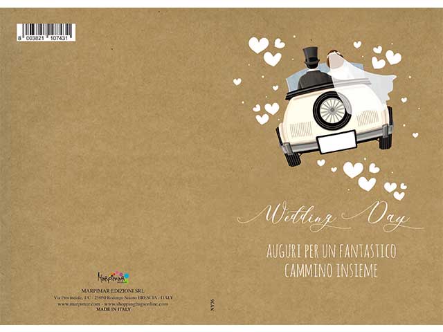 biglietto per auguri matrimonio marrone 12x18 cm