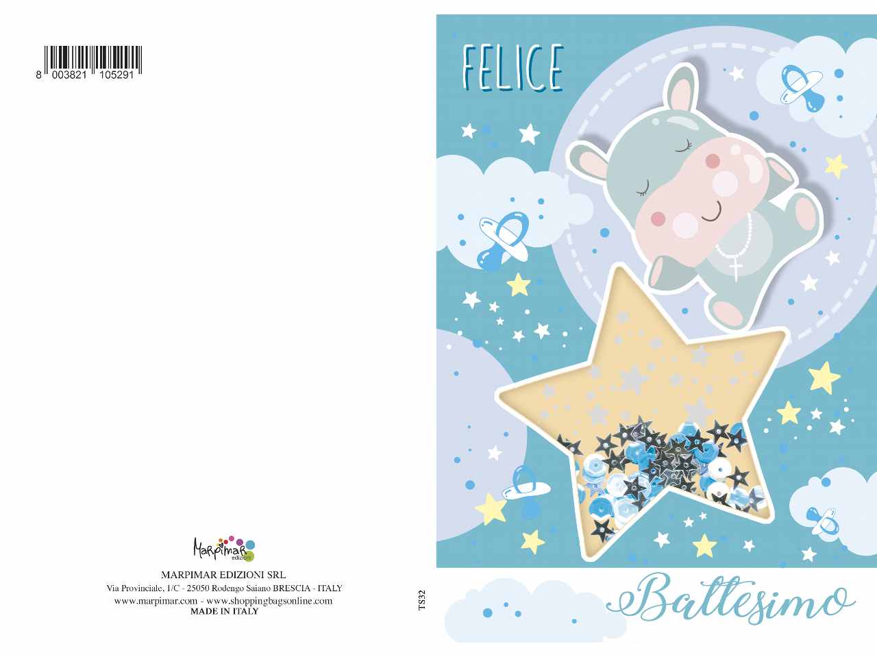 biglietto battesimo special  con paillettes