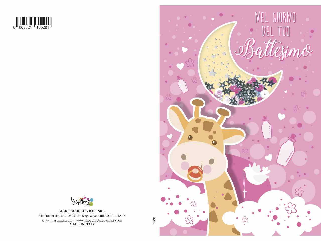Biglietto battesimo special con paillettes