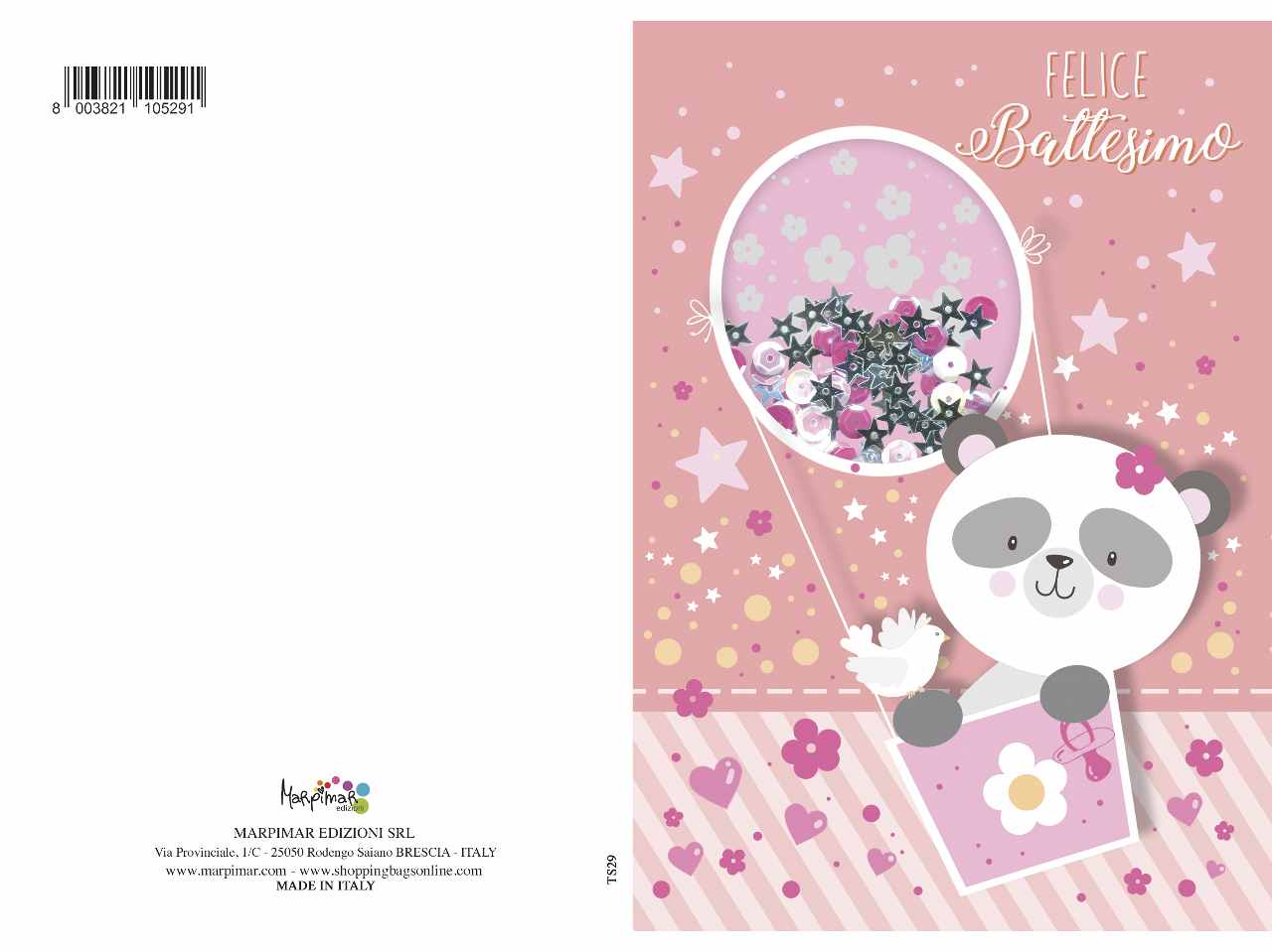 Biglietto battesimo special con paillettes