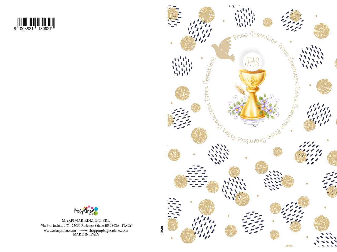 Biglietto comunione porta soldi con foil