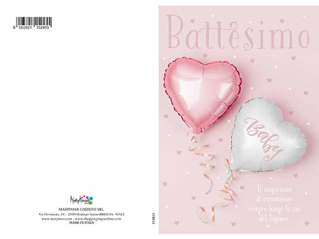 Biglietto porta soldi battesimo rosa