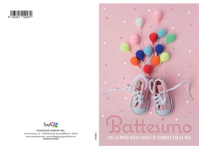 Biglietto porta soldi battesimo rosa