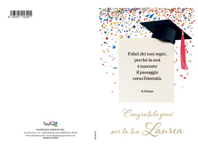 Biglietto auguri laurea con foil