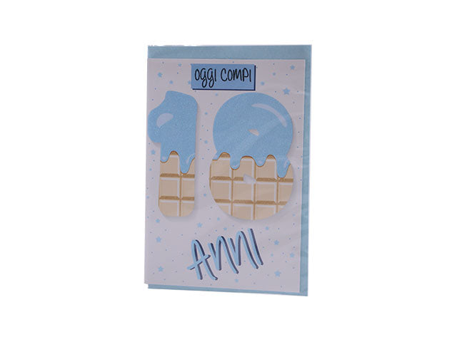 Biglietto auguri 18 anni azzurro