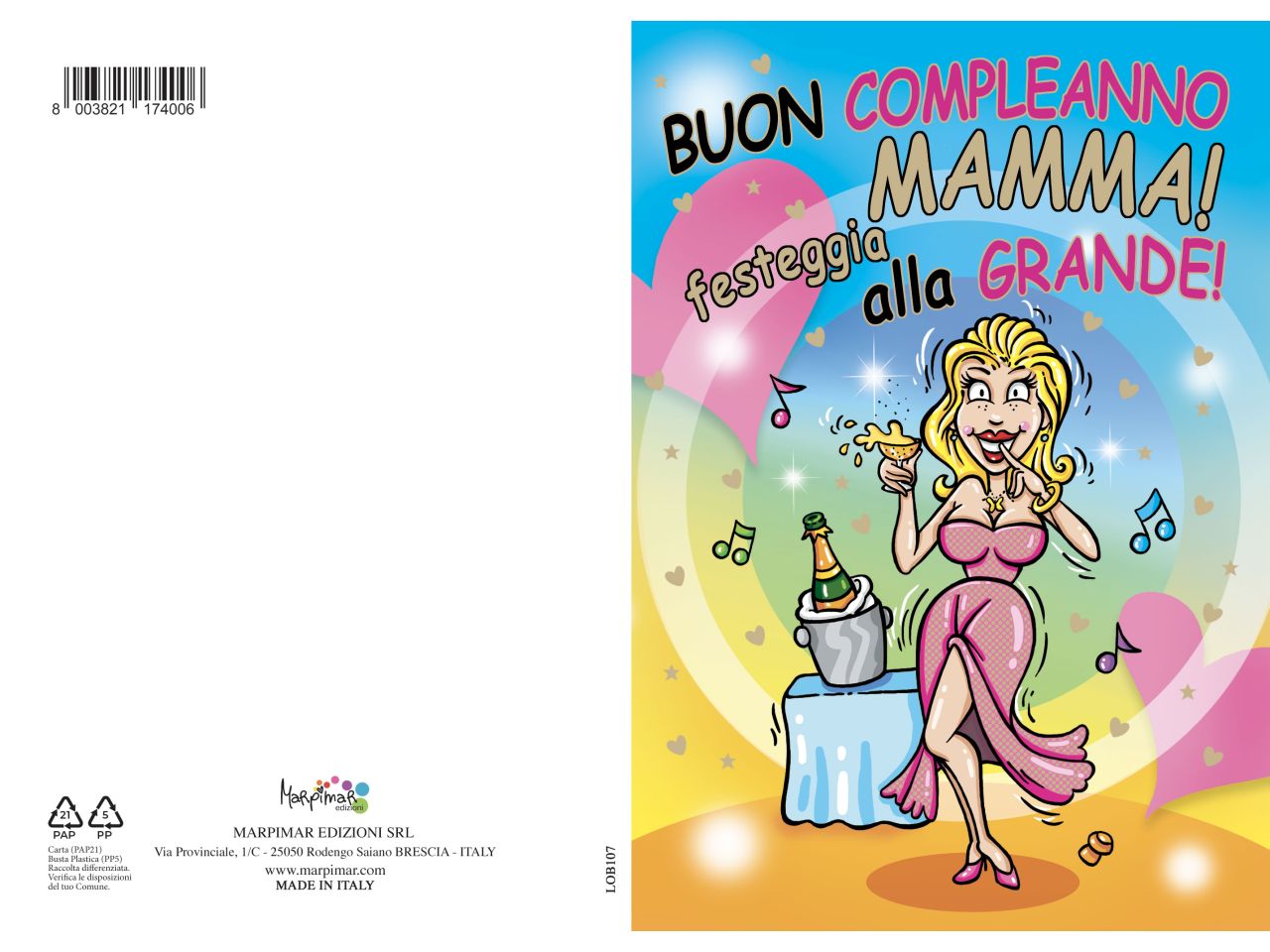 Biglietto auguri buon compleanno mamma con busta
