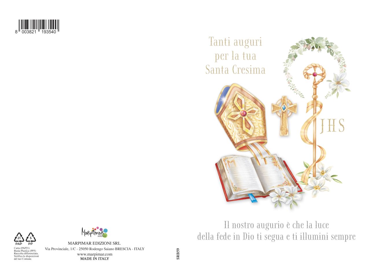 Biglietto auguri per cresima con portasoldi e busta