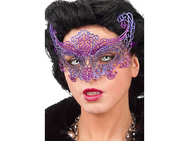Maschera plastica c/glitter viola 01683