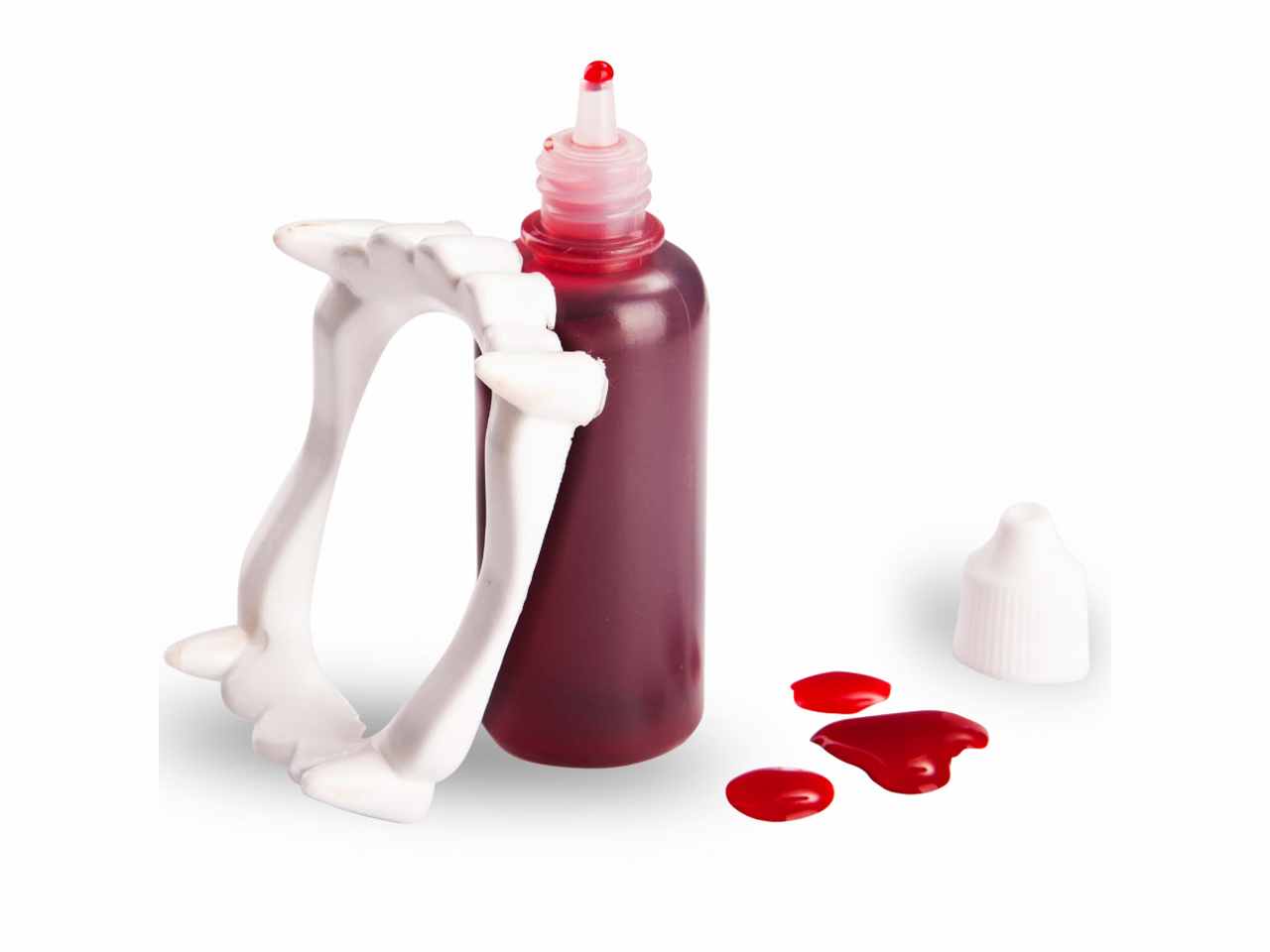SANGUE FINTO IN BOTTIGLIA CON DENTIERA VAMPIRO ML.28 CA. IN BLISTER